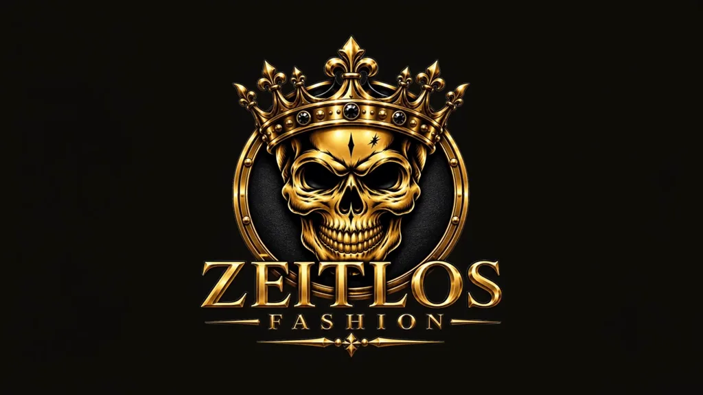 ZEITLOS FASHION, gekrönter Totenkopf in gravierter Goldfassung